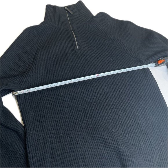 Banana Republic Mens Iltalian Wool-Blend Half-Zip Sweater Ribbed Black L - Picture 7 of 10